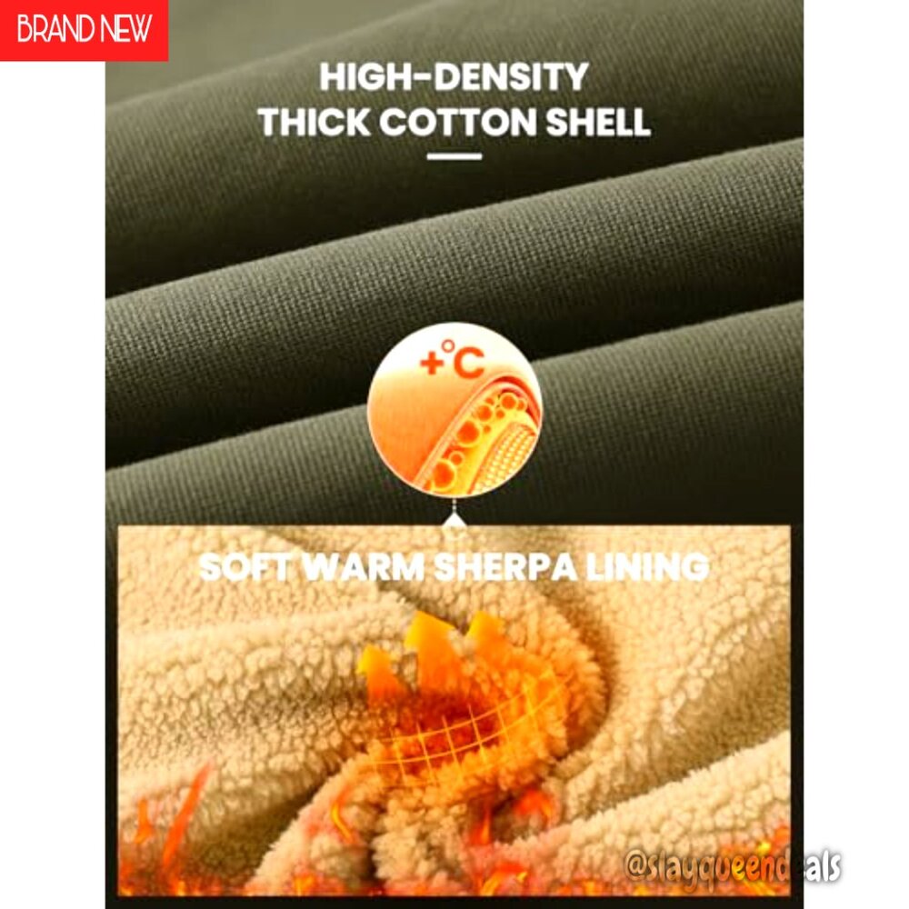 Men's Heavyweight Sherpa-Lined Work Jacket, 5 Pockets, Full Zip, Cotton - Picture 5 of 8